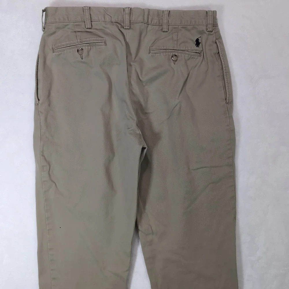 Polo Ralph Lauren Ethan Pant Men 34x34 Khaki Pleated Cotton Chino Vintage Y2k 90
